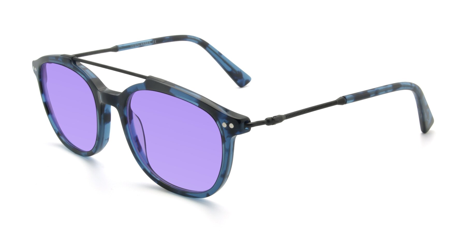 Angle of 17150 in Tortoise Blue with Medium Purple Tinted Lenses