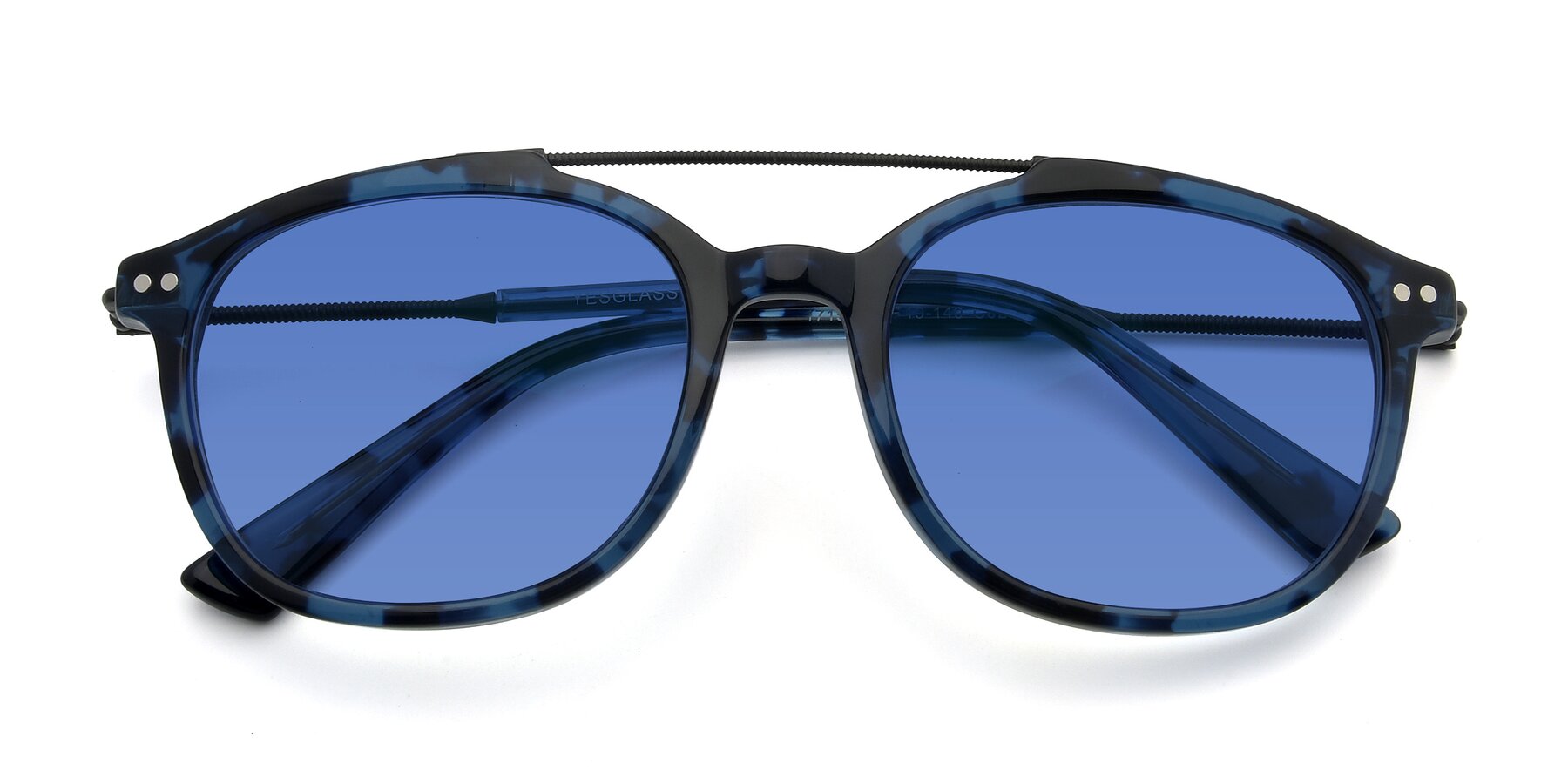 Folded Front of 17150 in Tortoise Blue with Blue Tinted Lenses