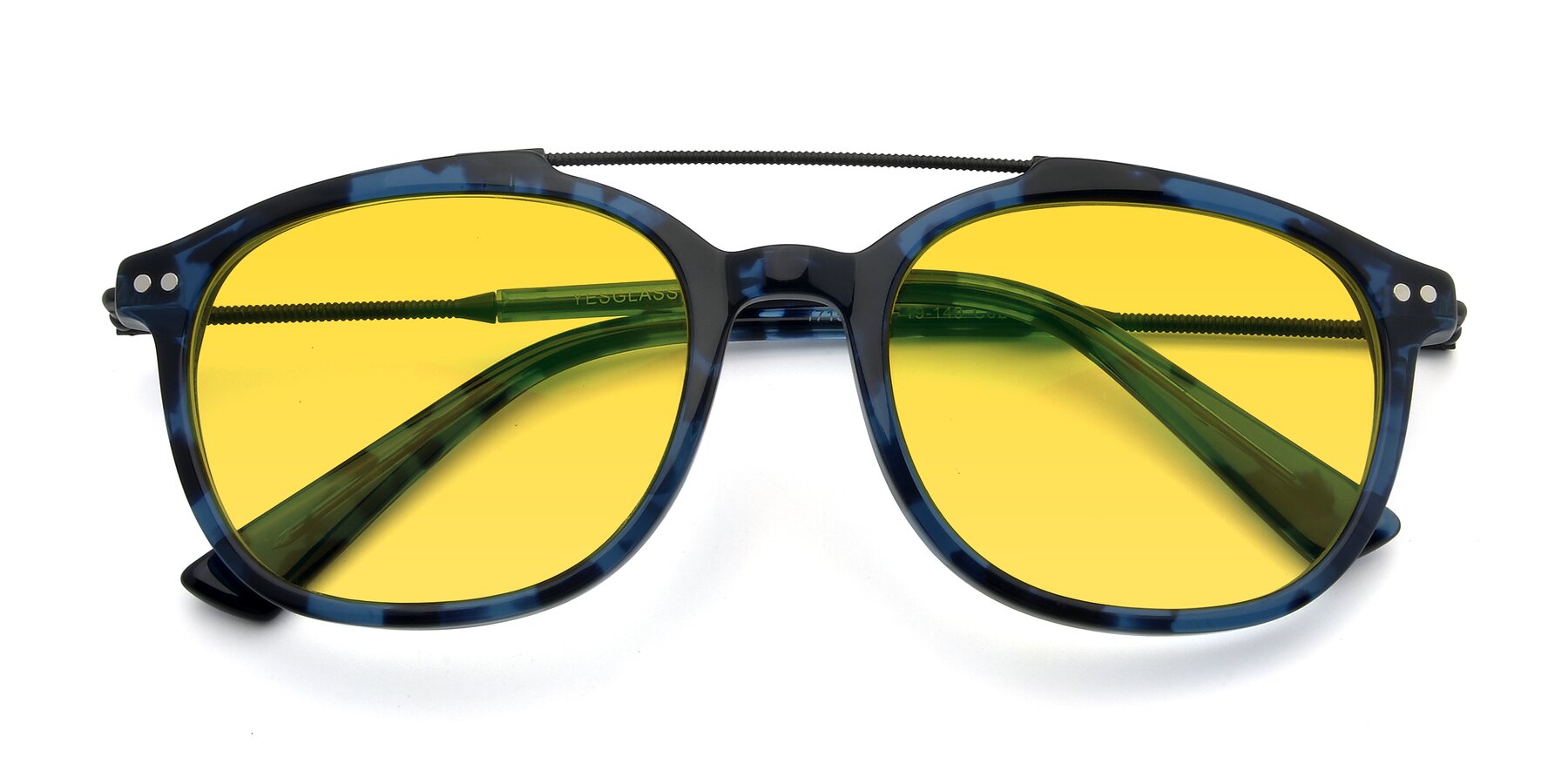 Folded Front of 17150 in Tortoise Blue with Yellow Tinted Lenses