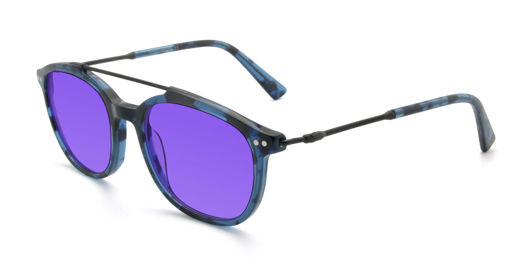 Angle of 17150 in Tortoise Blue with Purple Tinted Lenses