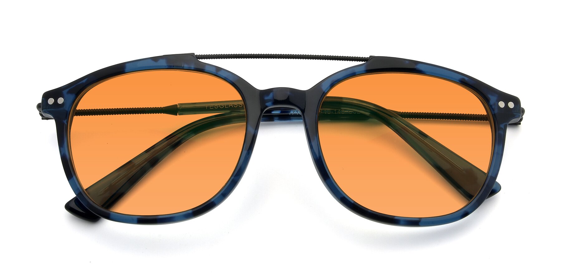Folded Front of 17150 in Tortoise Blue with Orange Tinted Lenses