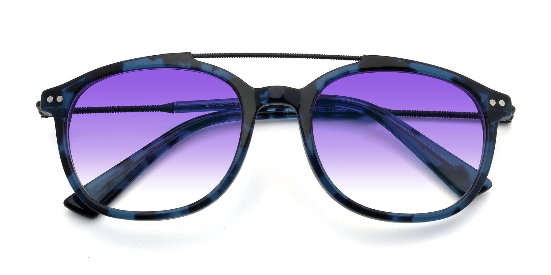 Folded Front of 17150 in Tortoise Blue with Purple Gradient Lenses