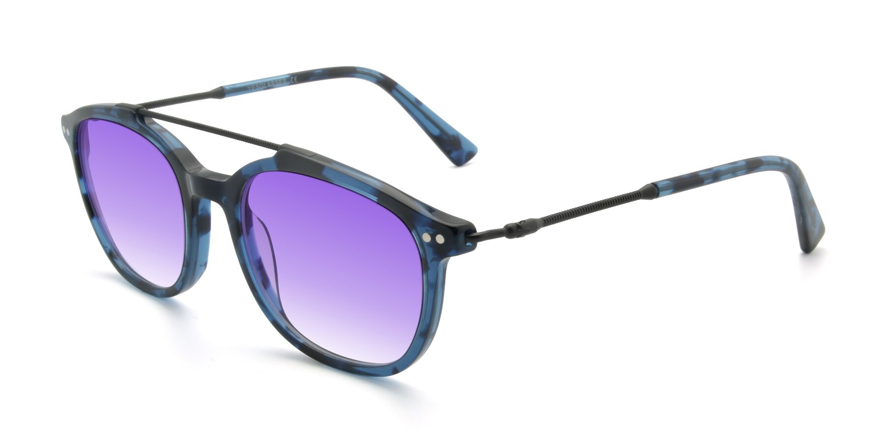 Angle of 17150 in Tortoise Blue with Purple Gradient Lenses
