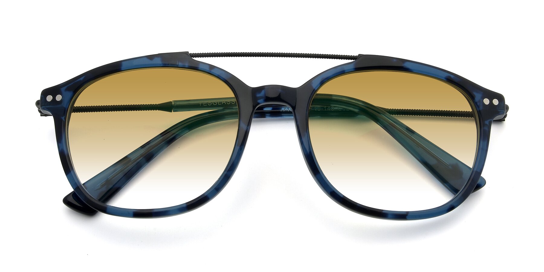 Folded Front of 17150 in Tortoise Blue with Champagne Gradient Lenses