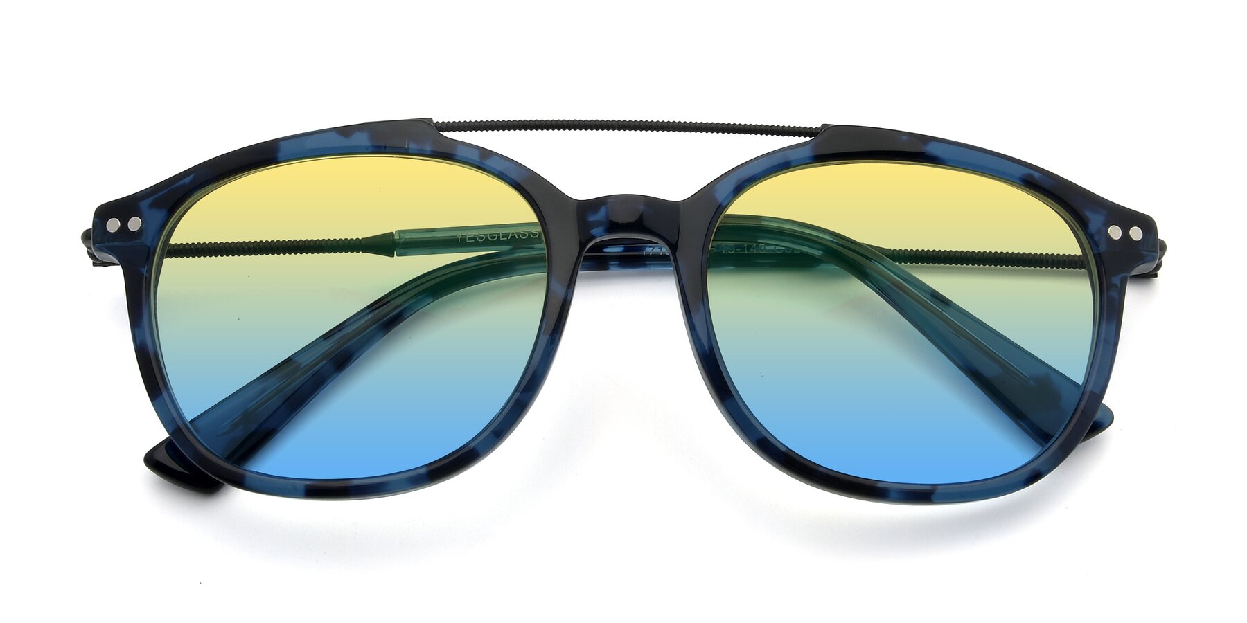 Folded Front of 17150 in Tortoise Blue with Yellow / Blue Gradient Lenses