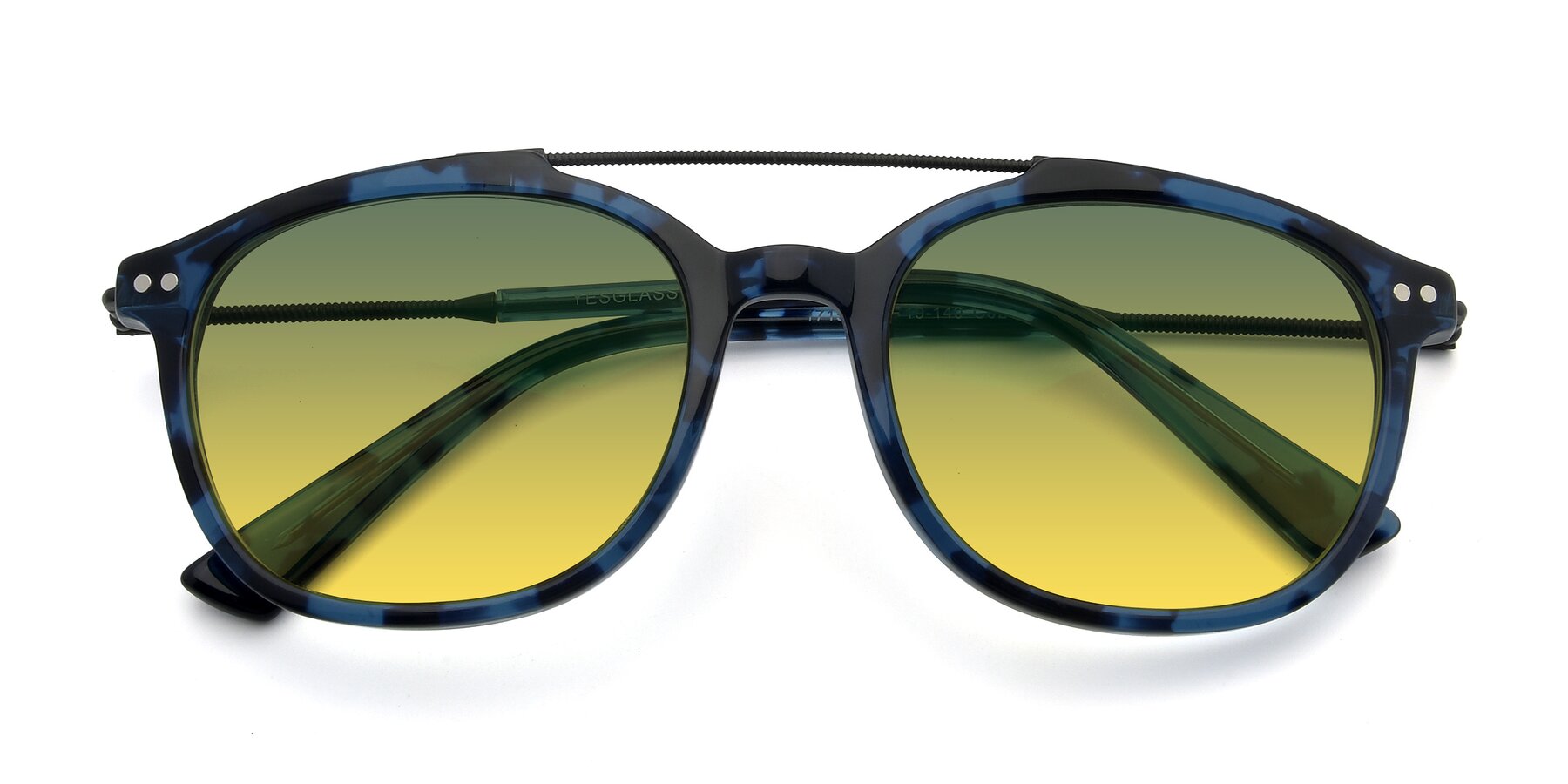 Folded Front of 17150 in Tortoise Blue with Green / Yellow Gradient Lenses