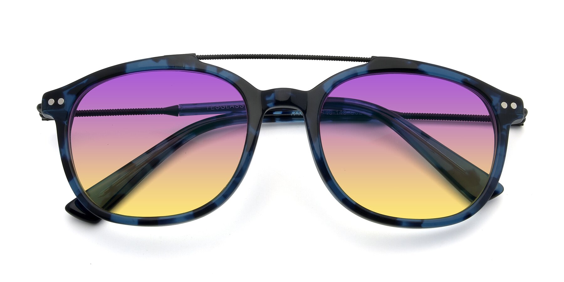Folded Front of 17150 in Tortoise Blue with Purple / Yellow Gradient Lenses