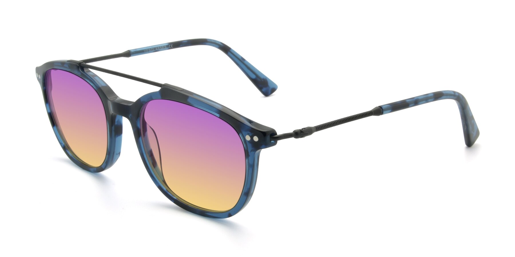 Angle of 17150 in Tortoise Blue with Purple / Yellow Gradient Lenses