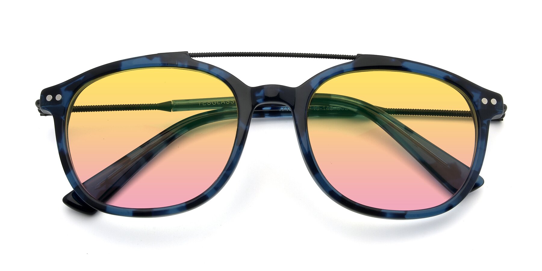 Folded Front of 17150 in Tortoise Blue with Yellow / Pink Gradient Lenses