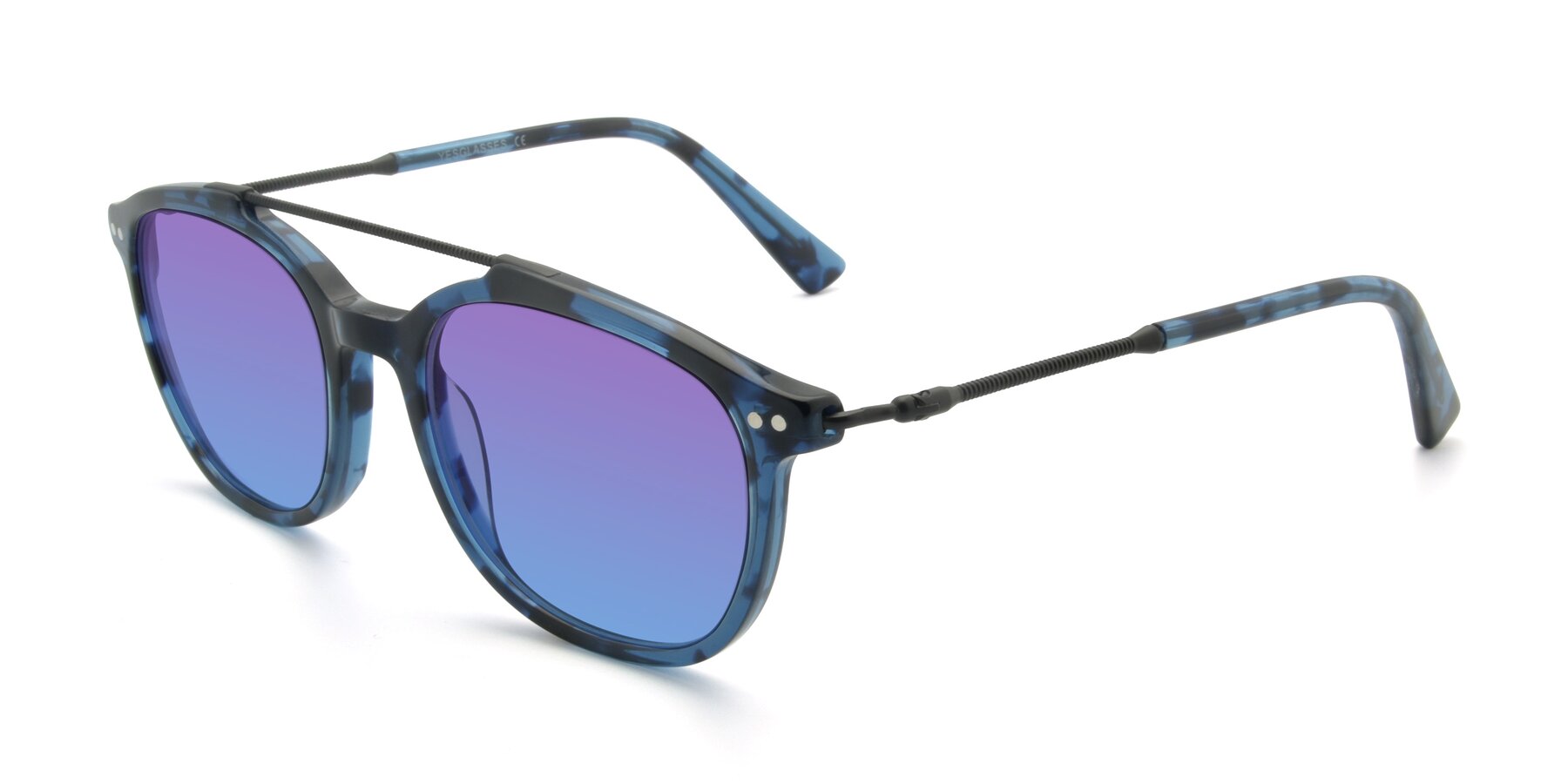 Angle of 17150 in Tortoise Blue with Purple / Blue Gradient Lenses