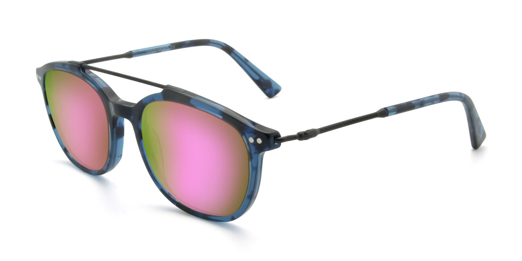 Angle of 17150 in Tortoise Blue with Pink Mirrored Lenses