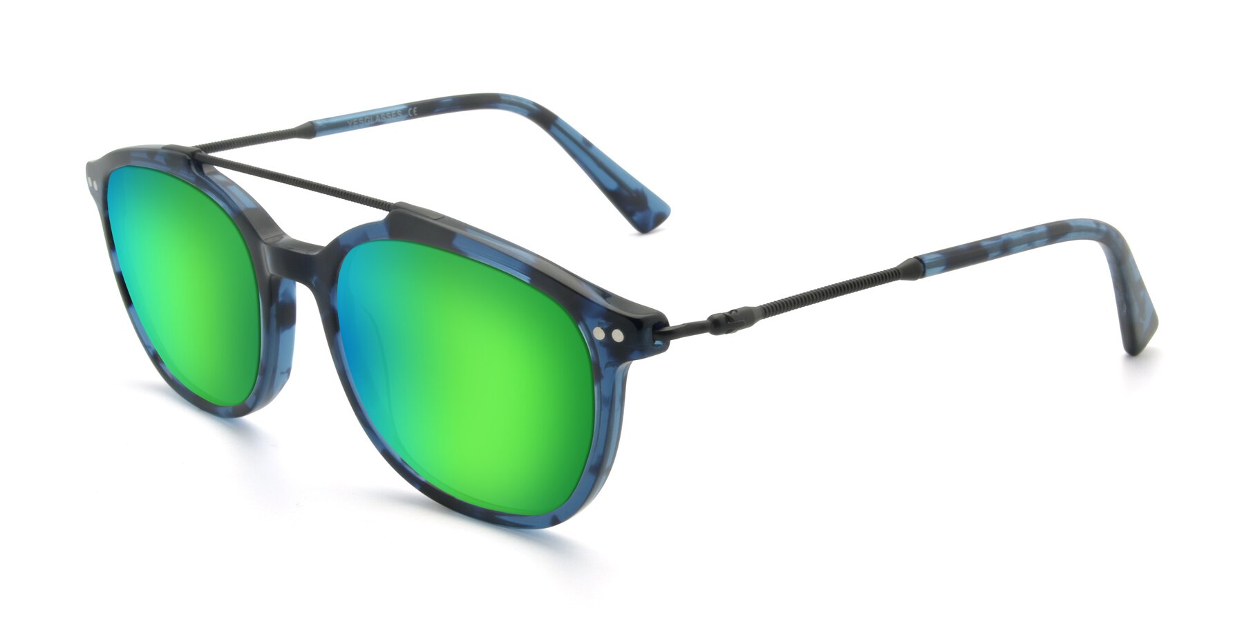Angle of 17150 in Tortoise Blue with Green Mirrored Lenses