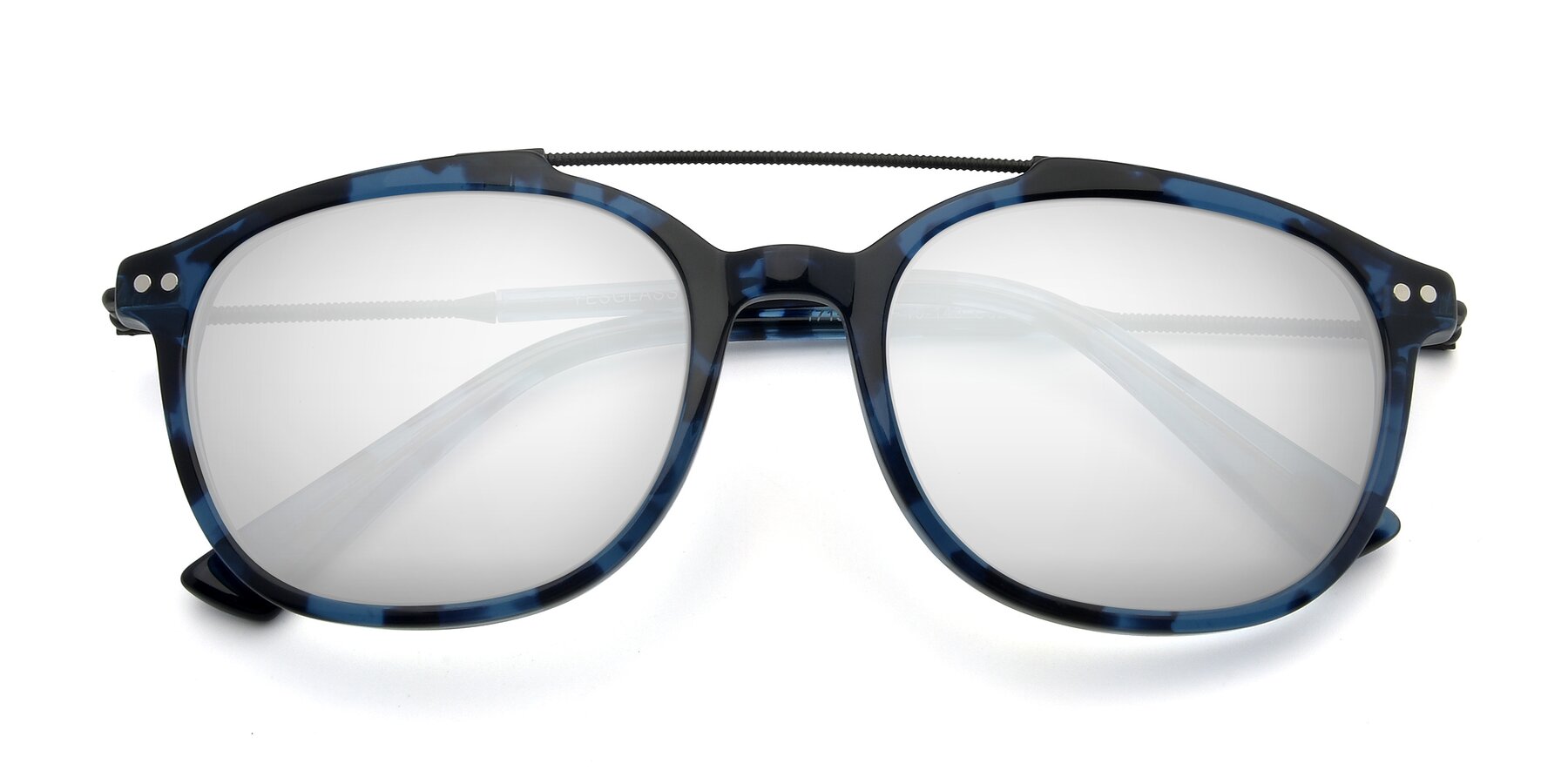 Folded Front of 17150 in Tortoise Blue with Silver Mirrored Lenses