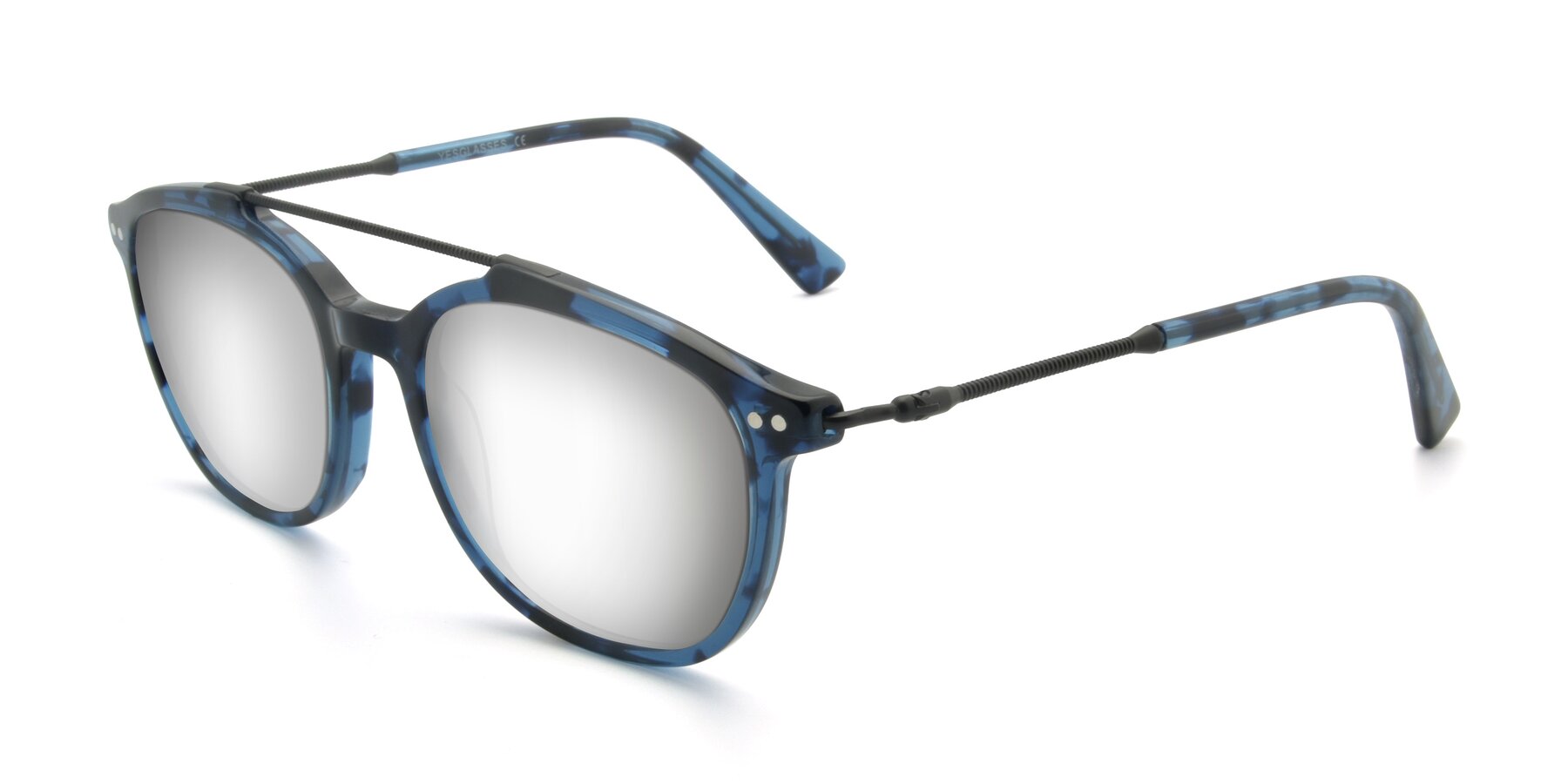 Angle of 17150 in Tortoise Blue with Silver Mirrored Lenses