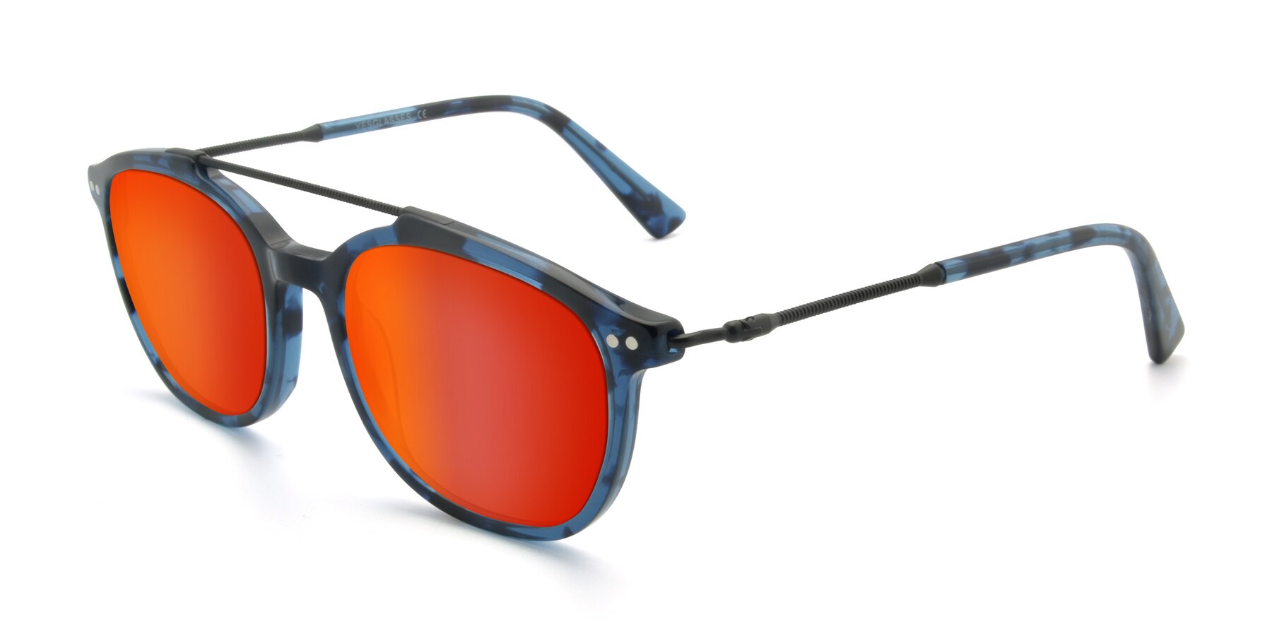Angle of 17150 in Tortoise Blue with Red Gold Mirrored Lenses