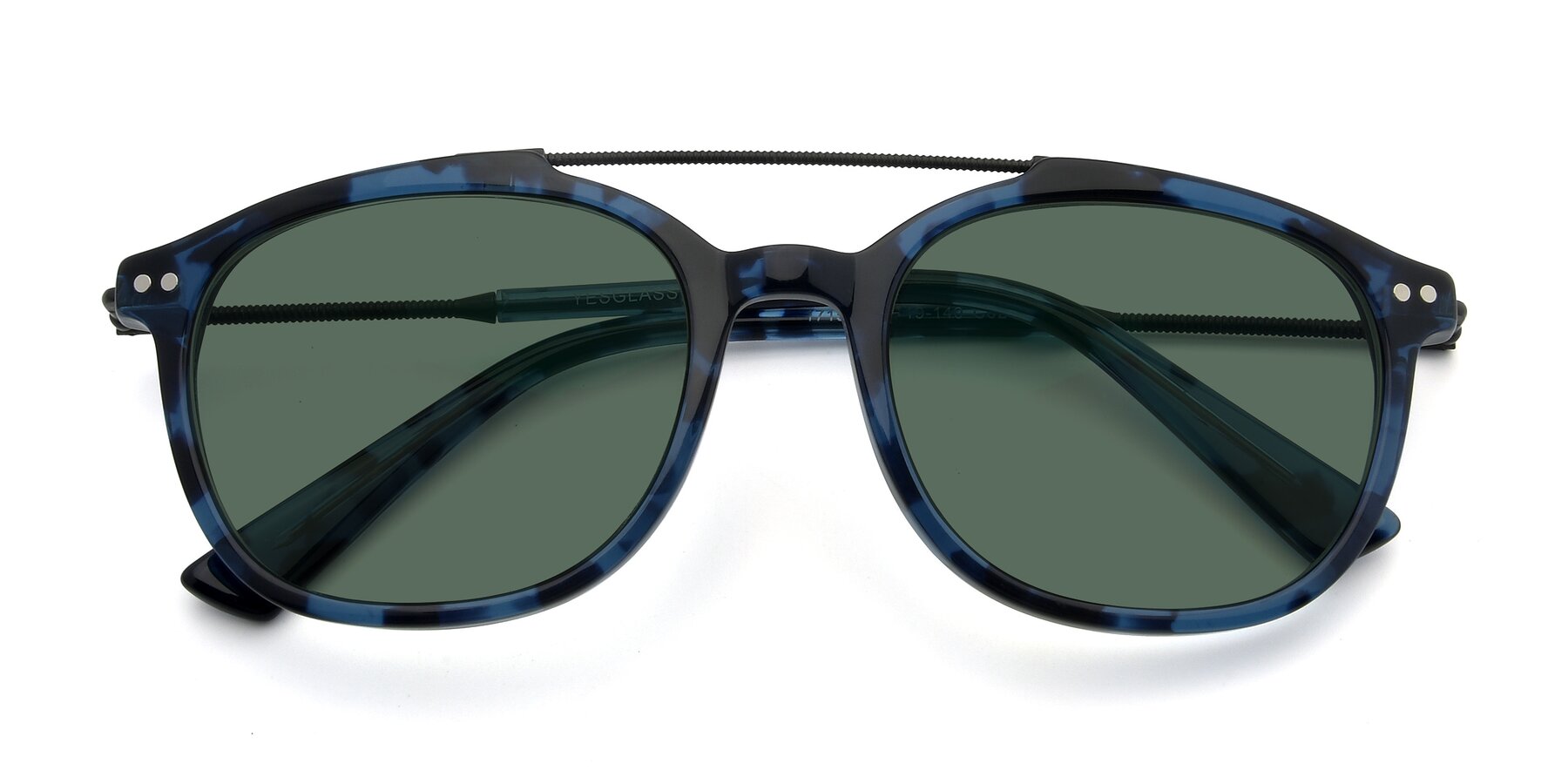 Folded Front of 17150 in Tortoise Blue with Green Polarized Lenses