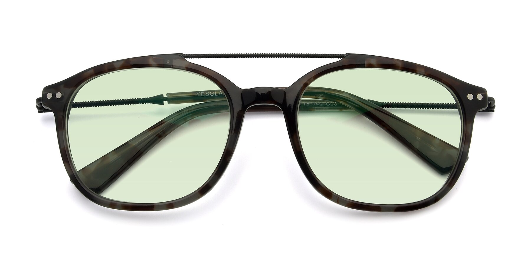 Folded Front of 17150 in Tortoise Navy with Light Green Tinted Lenses
