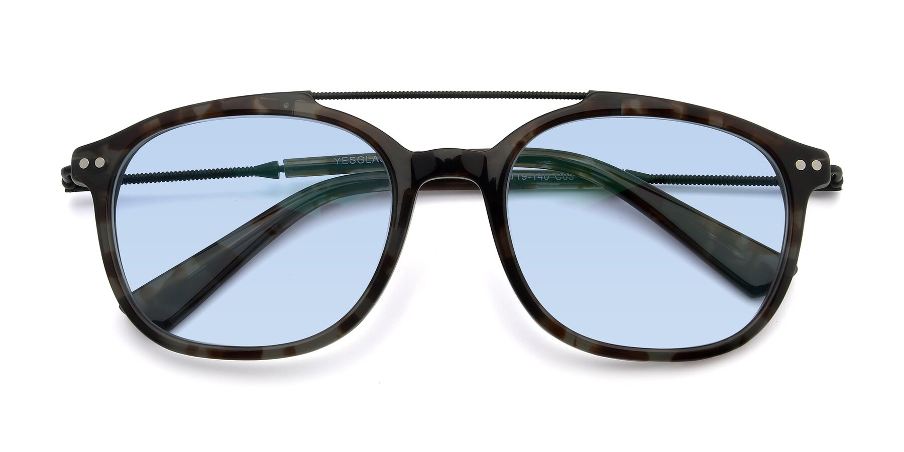 Folded Front of 17150 in Tortoise Navy with Light Blue Tinted Lenses