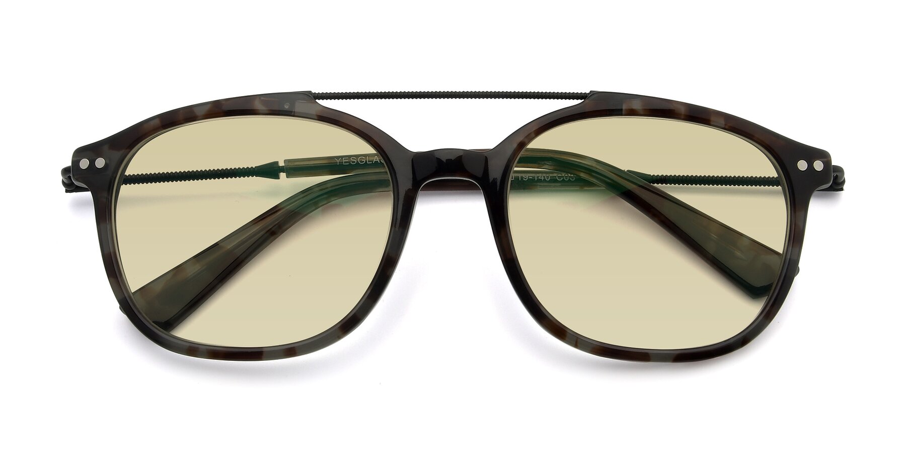 Folded Front of 17150 in Tortoise Navy with Light Champagne Tinted Lenses
