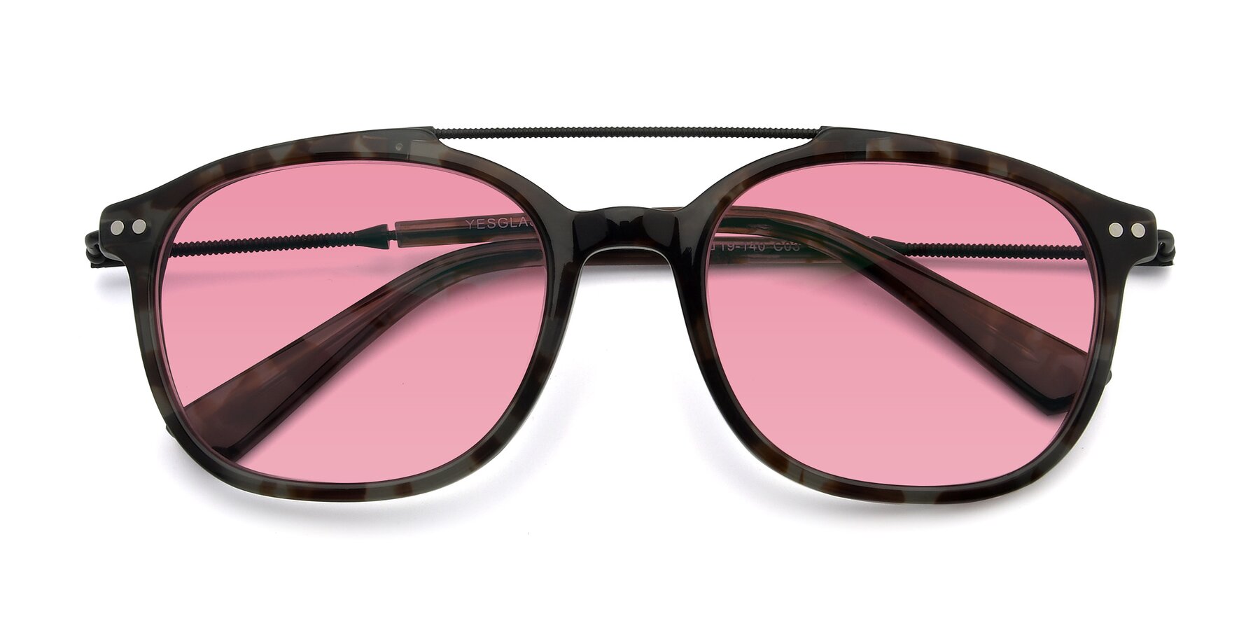 Folded Front of 17150 in Tortoise Navy with Pink Tinted Lenses