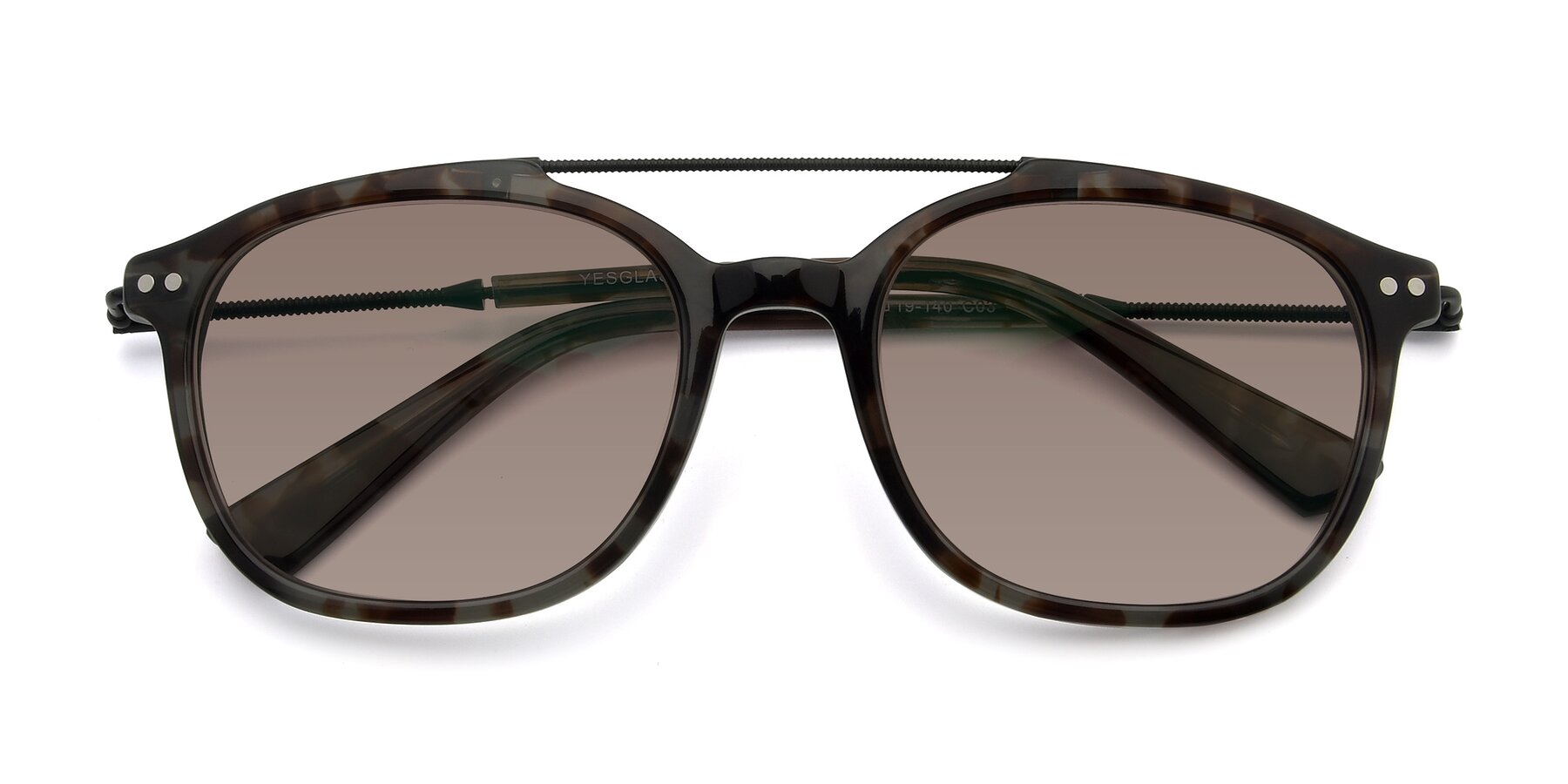 Folded Front of 17150 in Tortoise Navy with Medium Brown Tinted Lenses
