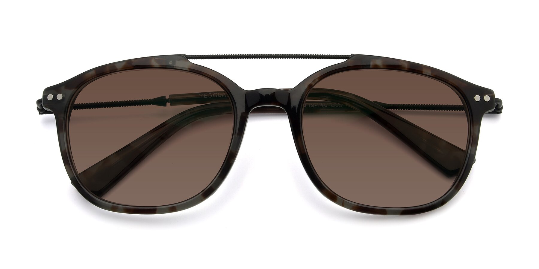 Folded Front of 17150 in Tortoise Navy with Brown Tinted Lenses
