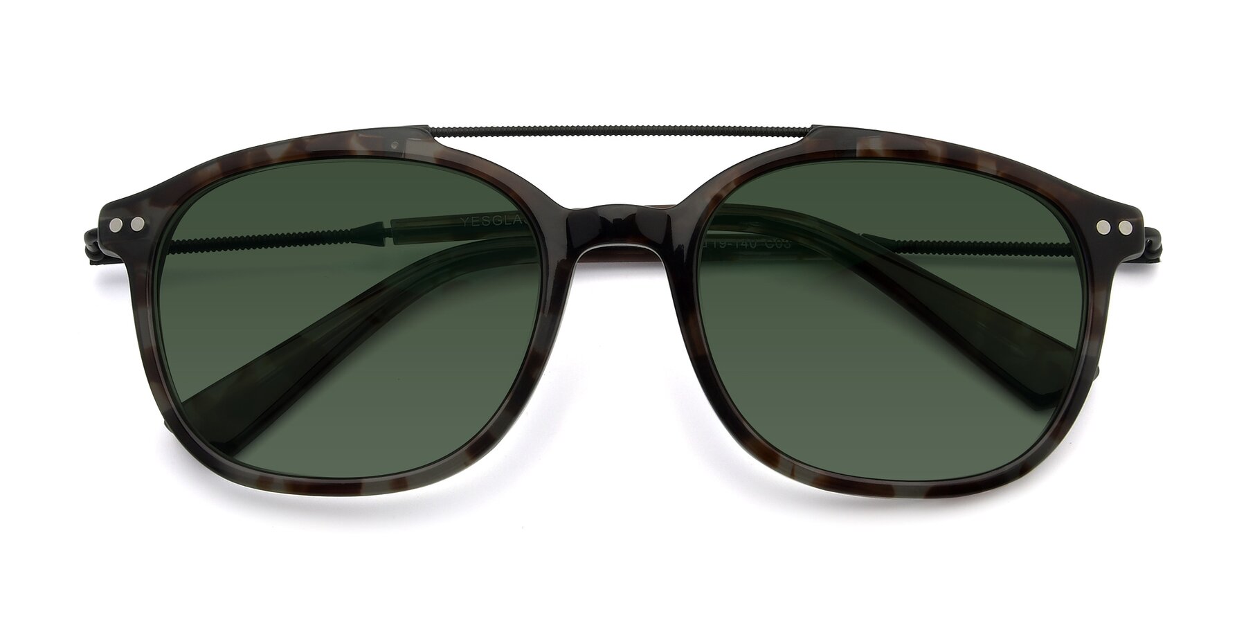 Folded Front of 17150 in Tortoise Navy with Green Tinted Lenses