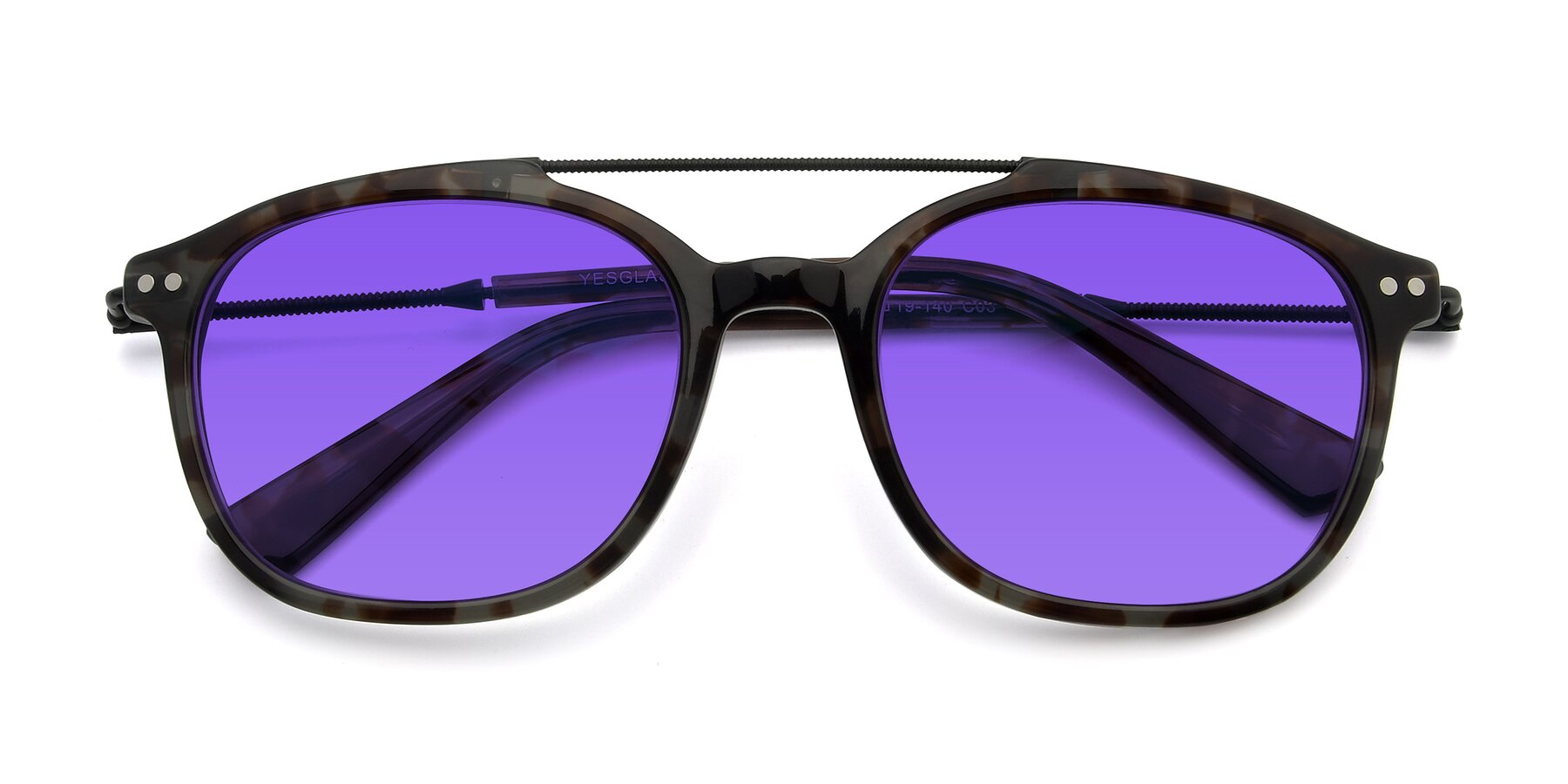 Folded Front of 17150 in Tortoise Navy with Purple Tinted Lenses