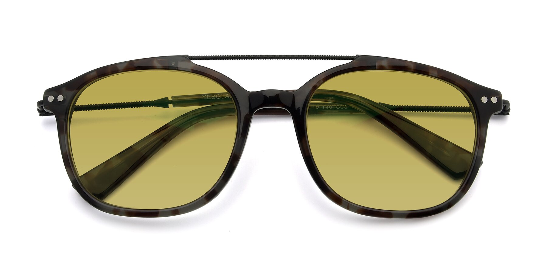 Folded Front of 17150 in Tortoise Navy with Champagne Tinted Lenses