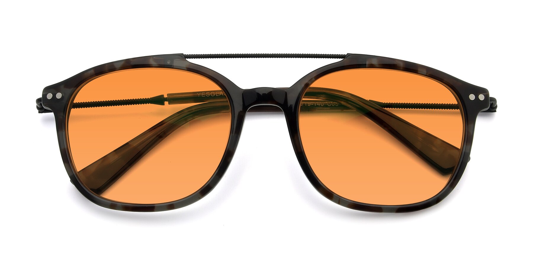 Folded Front of 17150 in Tortoise Navy with Orange Tinted Lenses