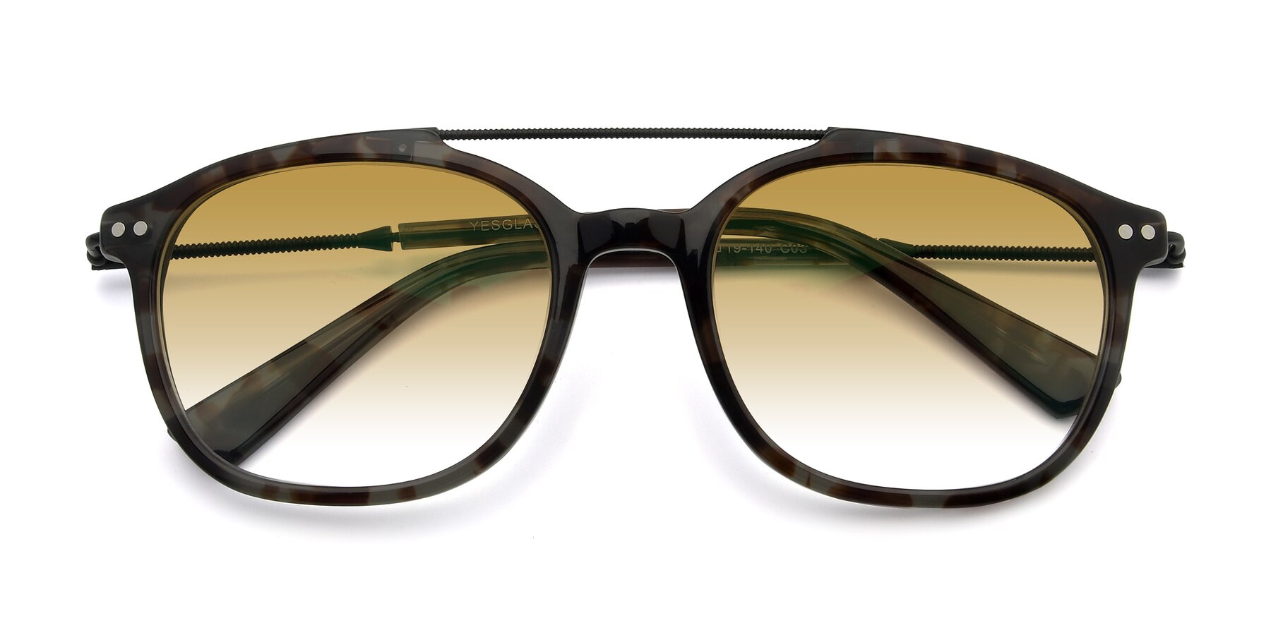 Folded Front of 17150 in Tortoise Navy with Champagne Gradient Lenses