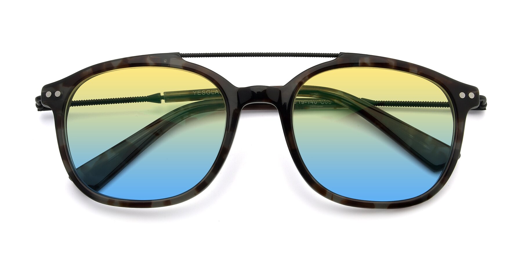 Folded Front of 17150 in Tortoise Navy with Yellow / Blue Gradient Lenses