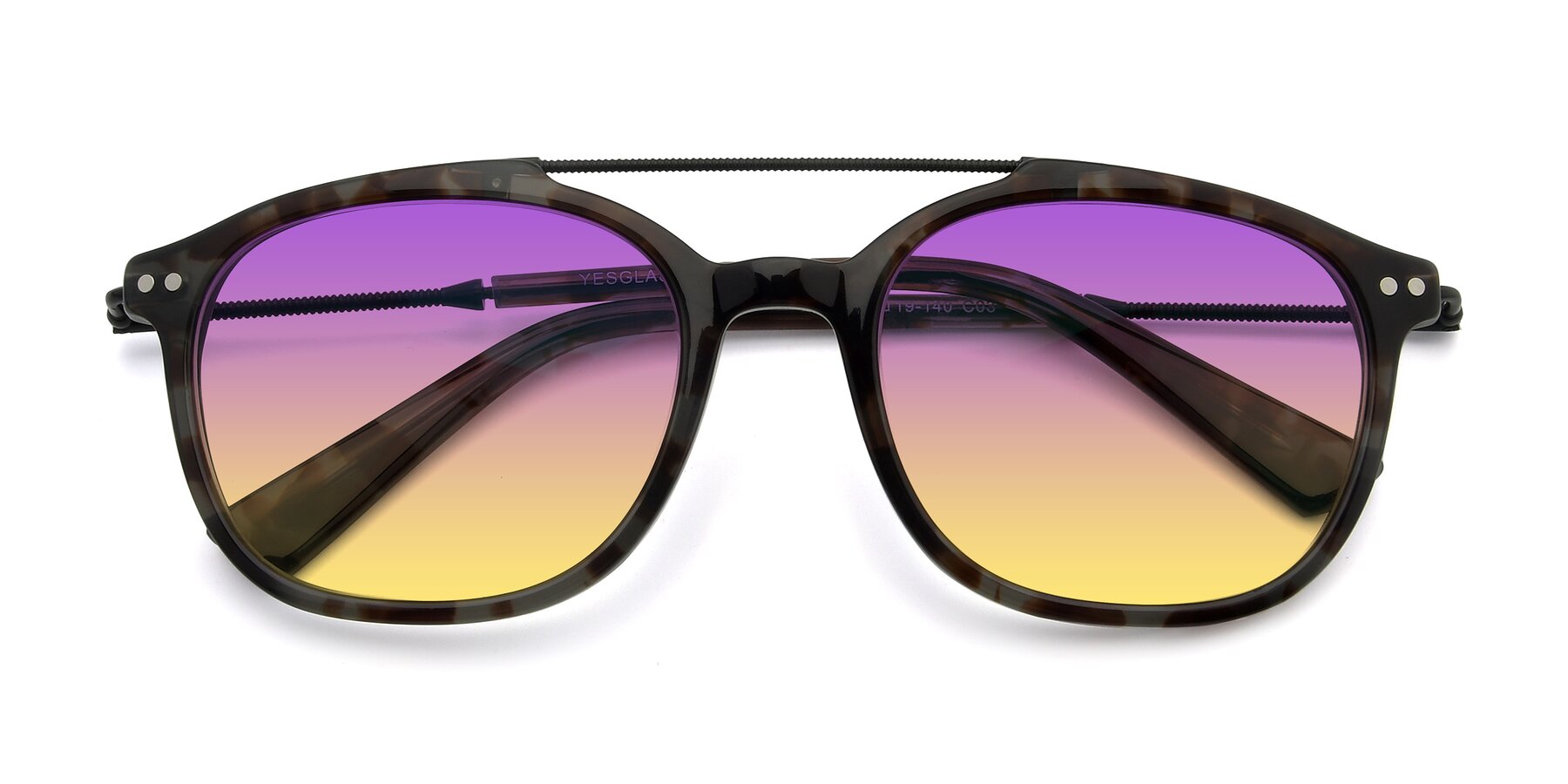 Folded Front of 17150 in Tortoise Navy with Purple / Yellow Gradient Lenses
