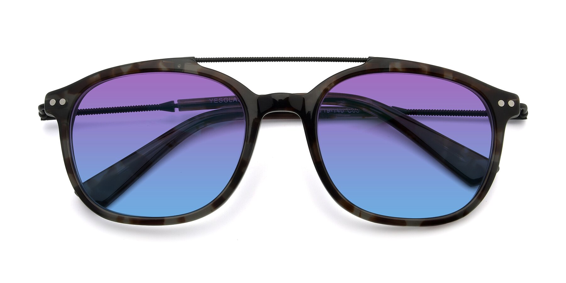 Folded Front of 17150 in Tortoise Navy with Purple / Blue Gradient Lenses