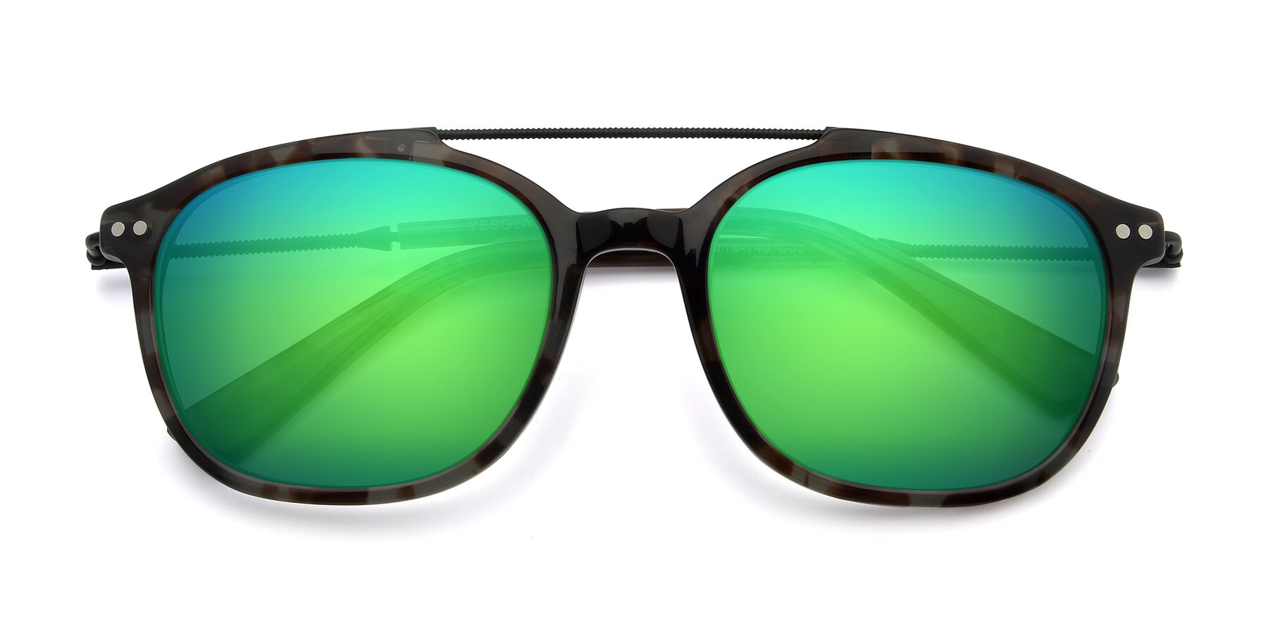 Folded Front of 17150 in Tortoise Navy with Green Mirrored Lenses