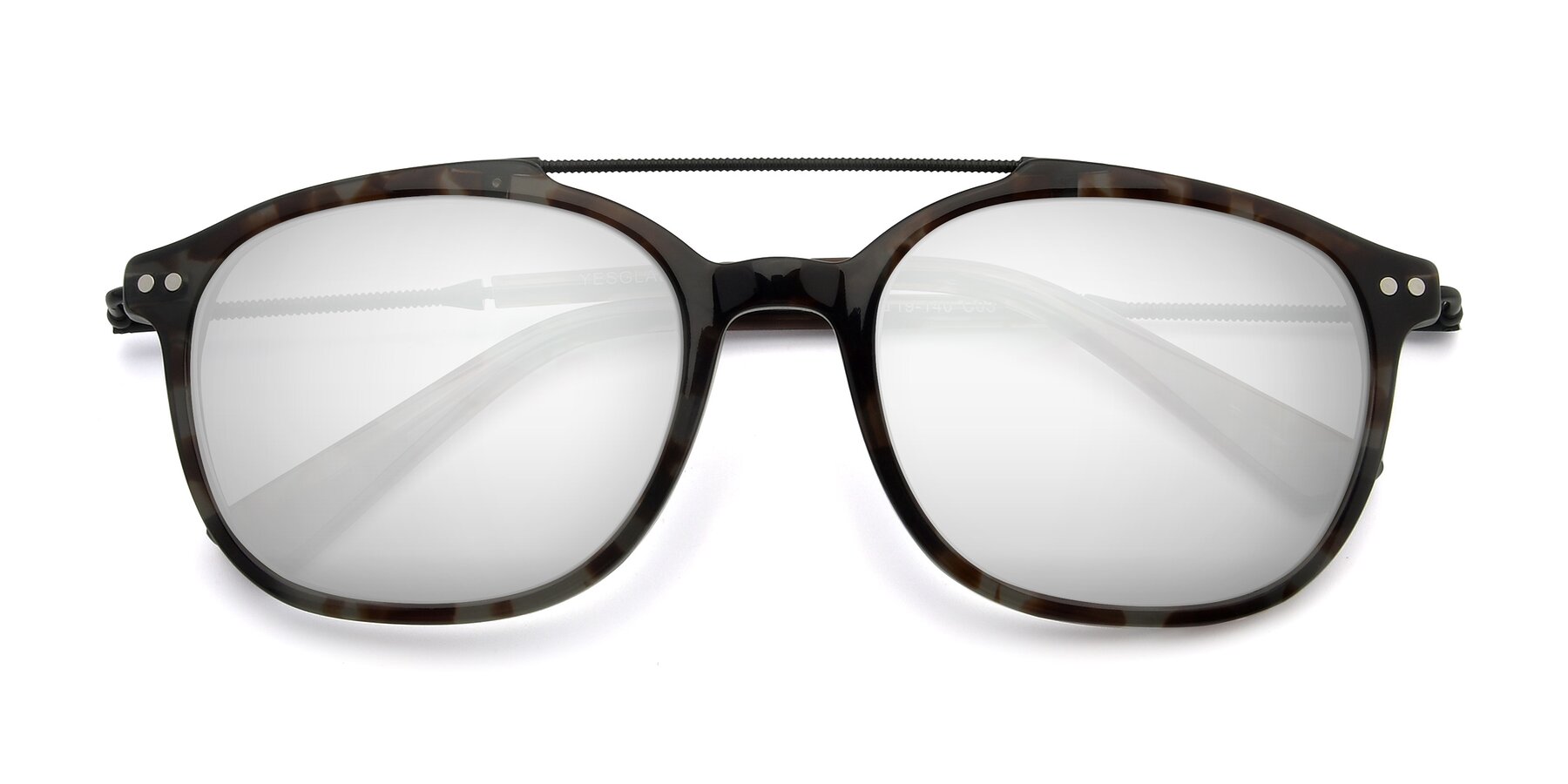 Folded Front of 17150 in Tortoise Navy with Silver Mirrored Lenses