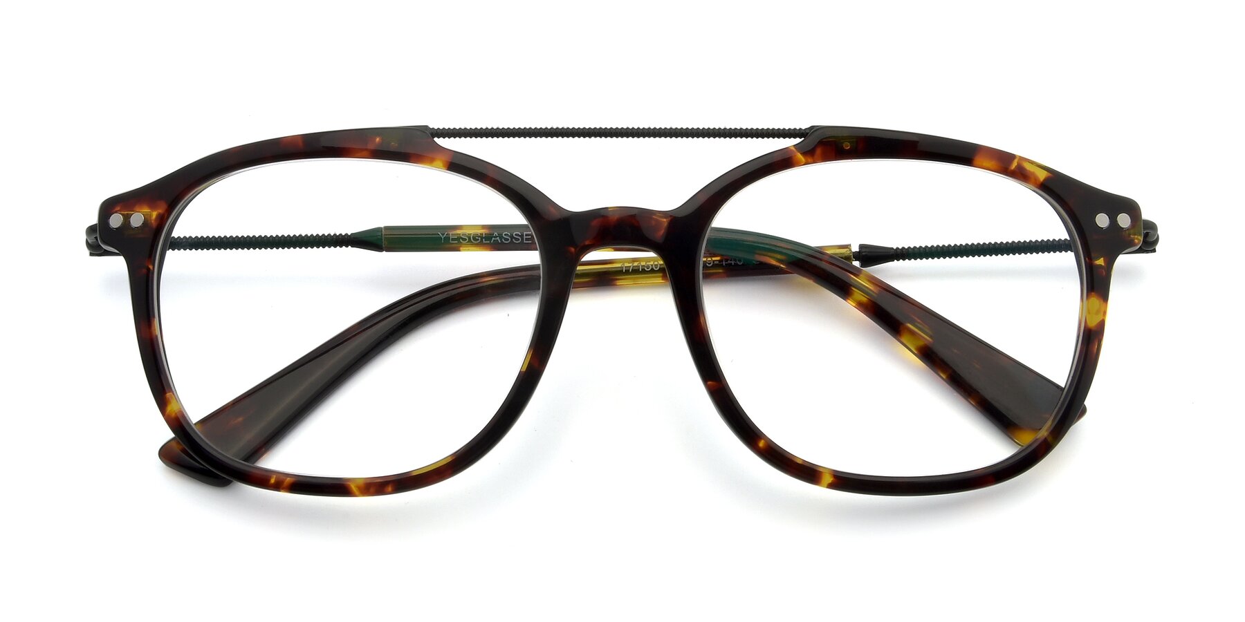 Folded Front of 17150 in Tortoise Brown with Clear Reading Eyeglass Lenses