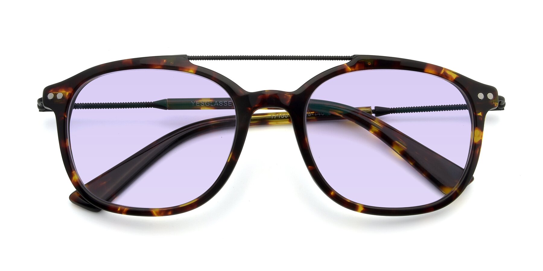 Folded Front of 17150 in Tortoise Brown with Light Purple Tinted Lenses
