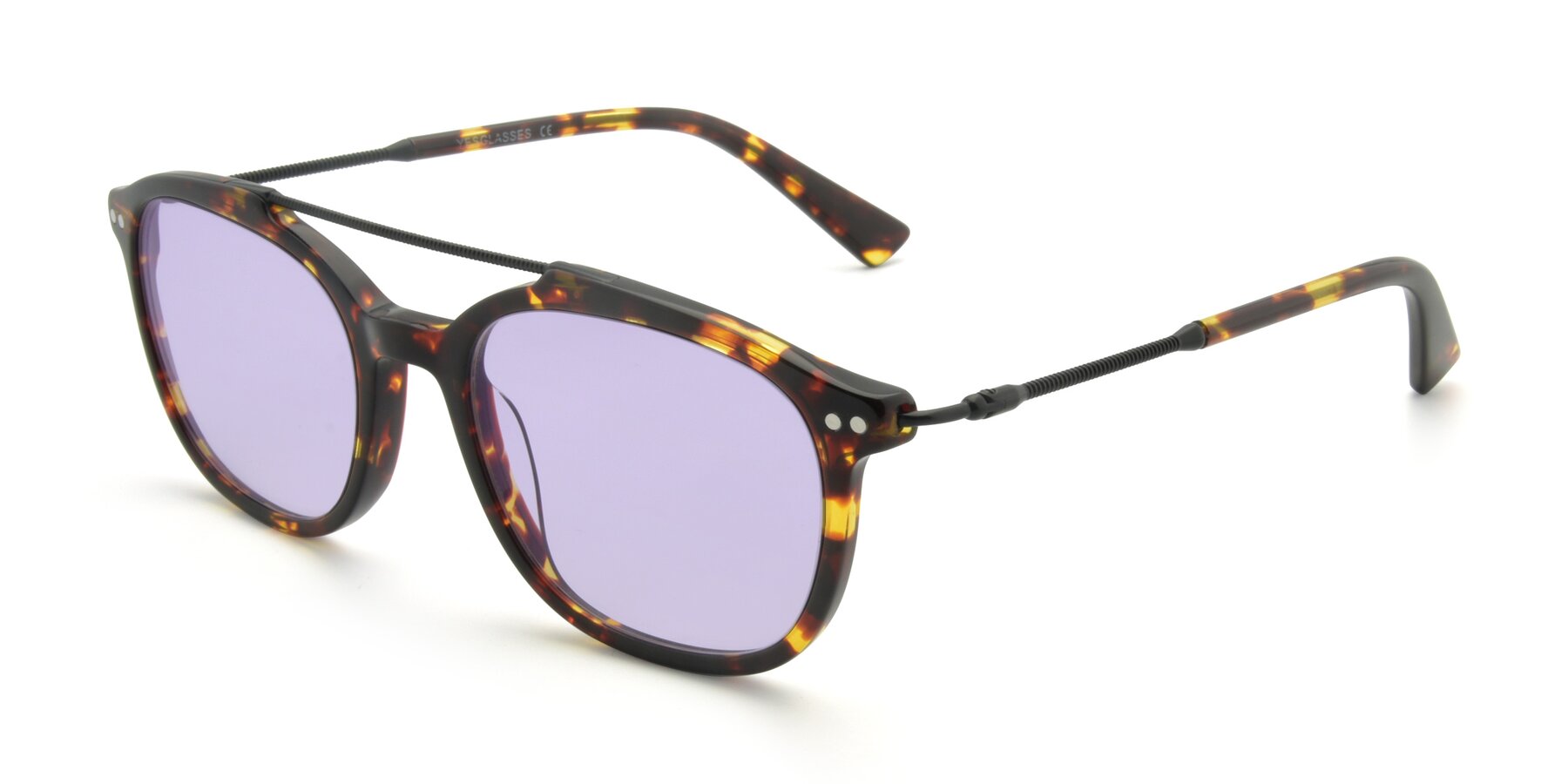 Angle of 17150 in Tortoise Brown with Light Purple Tinted Lenses