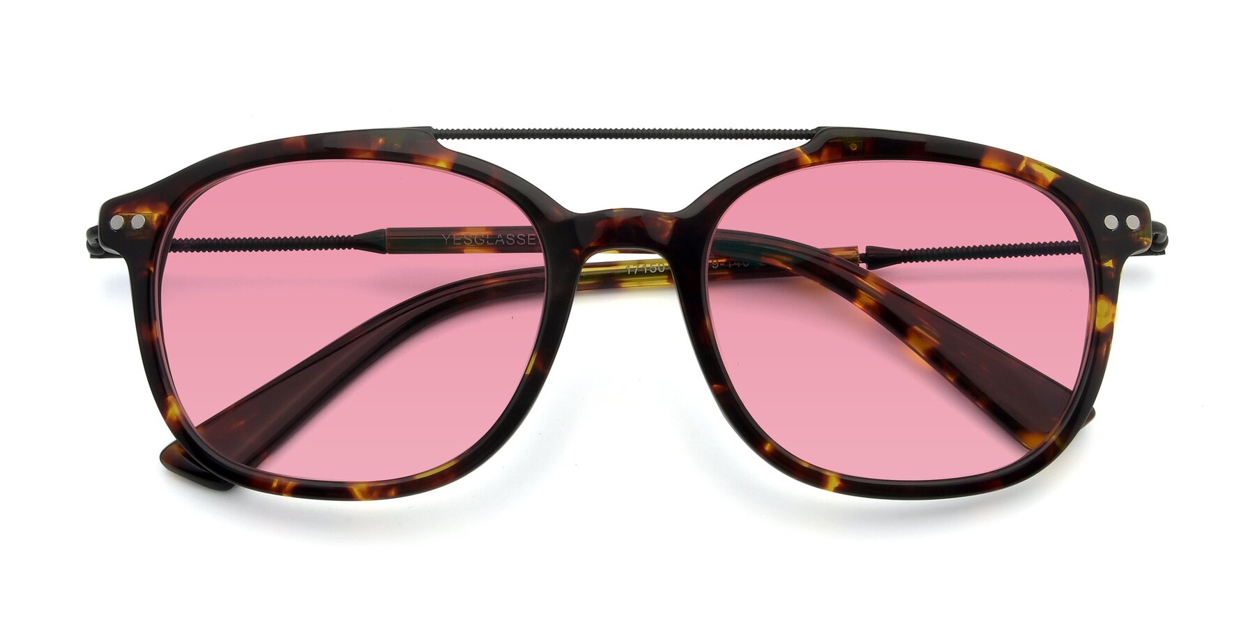 Folded Front of 17150 in Tortoise Brown with Pink Tinted Lenses