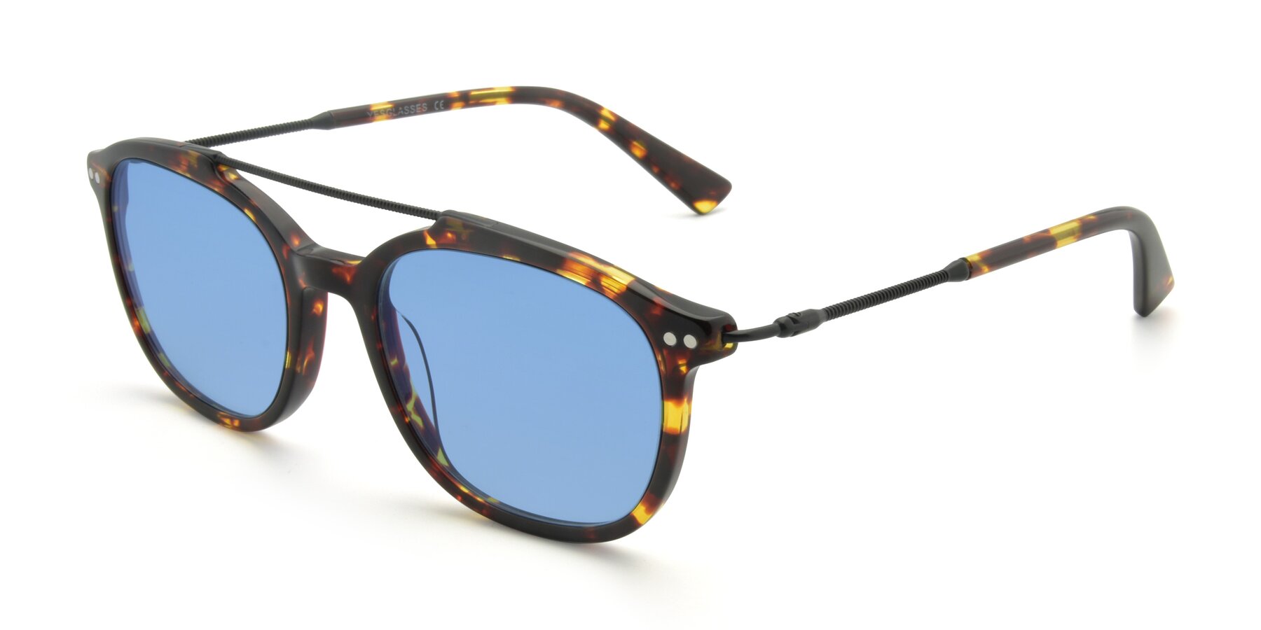 Angle of 17150 in Tortoise Brown with Medium Blue Tinted Lenses