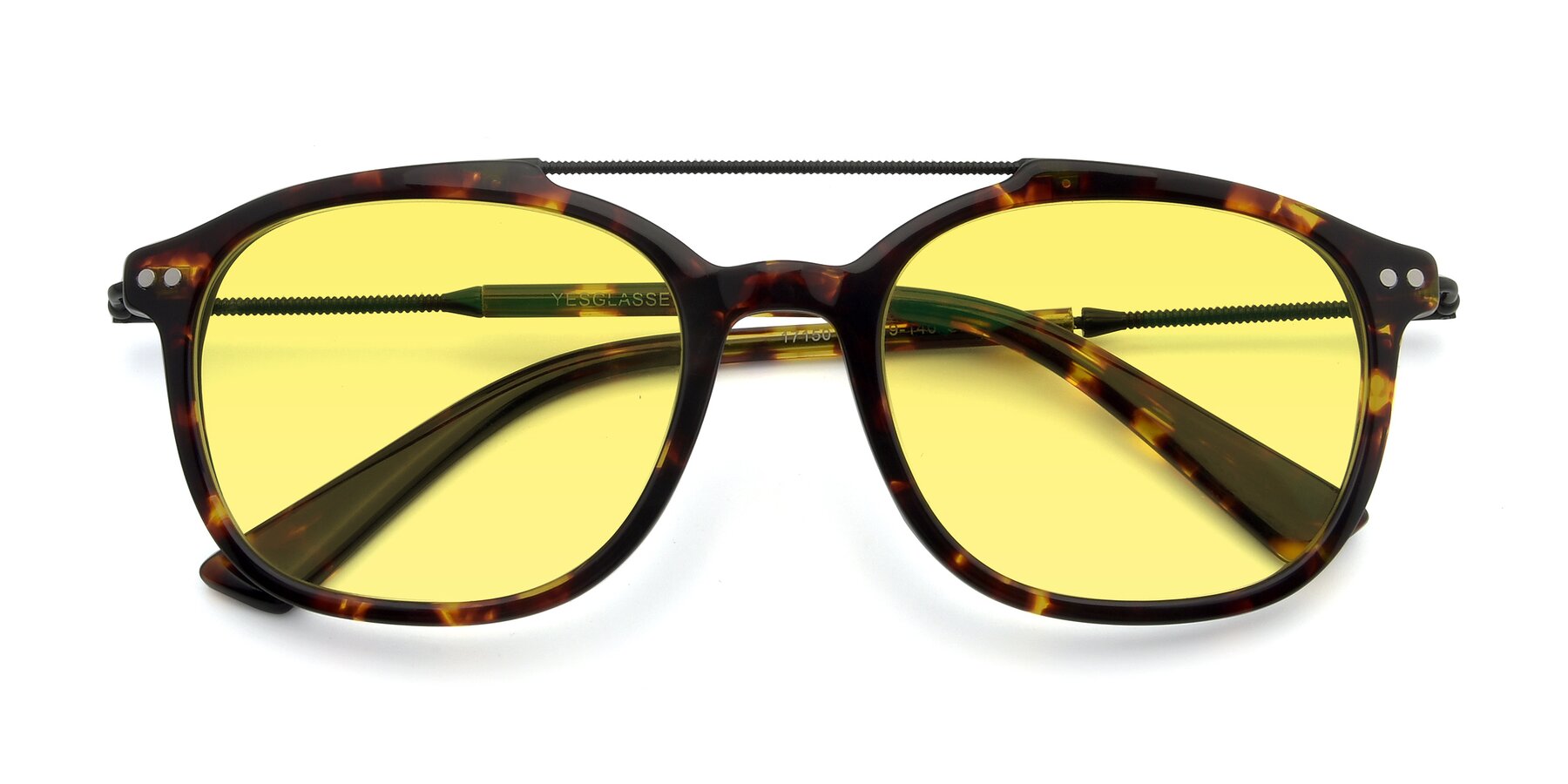 Folded Front of 17150 in Tortoise Brown with Medium Yellow Tinted Lenses