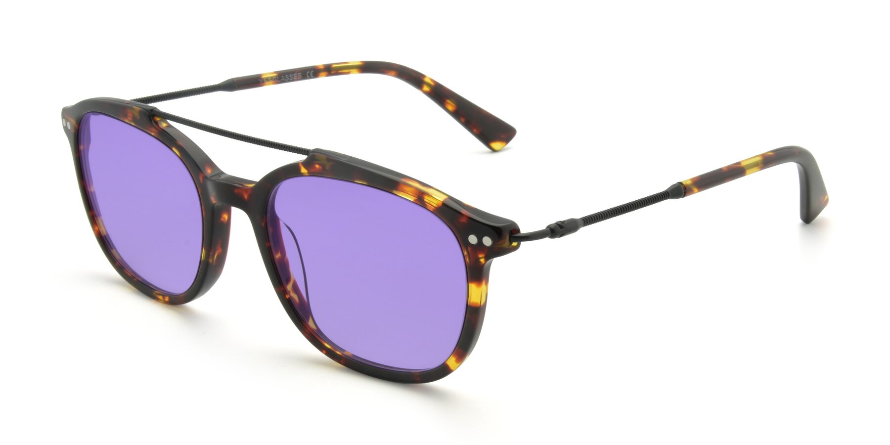Angle of 17150 in Tortoise Brown with Medium Purple Tinted Lenses