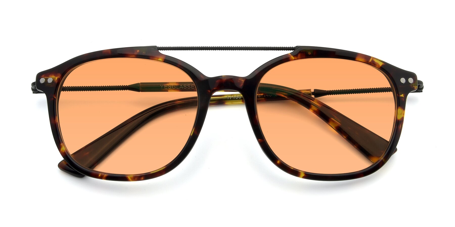 Folded Front of 17150 in Tortoise Brown with Medium Orange Tinted Lenses