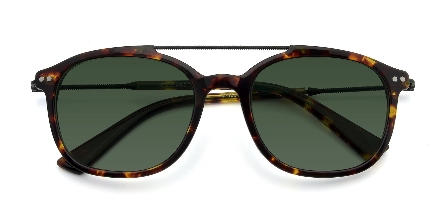 Folded Front of 17150 in Tortoise Brown with Green Tinted Lenses