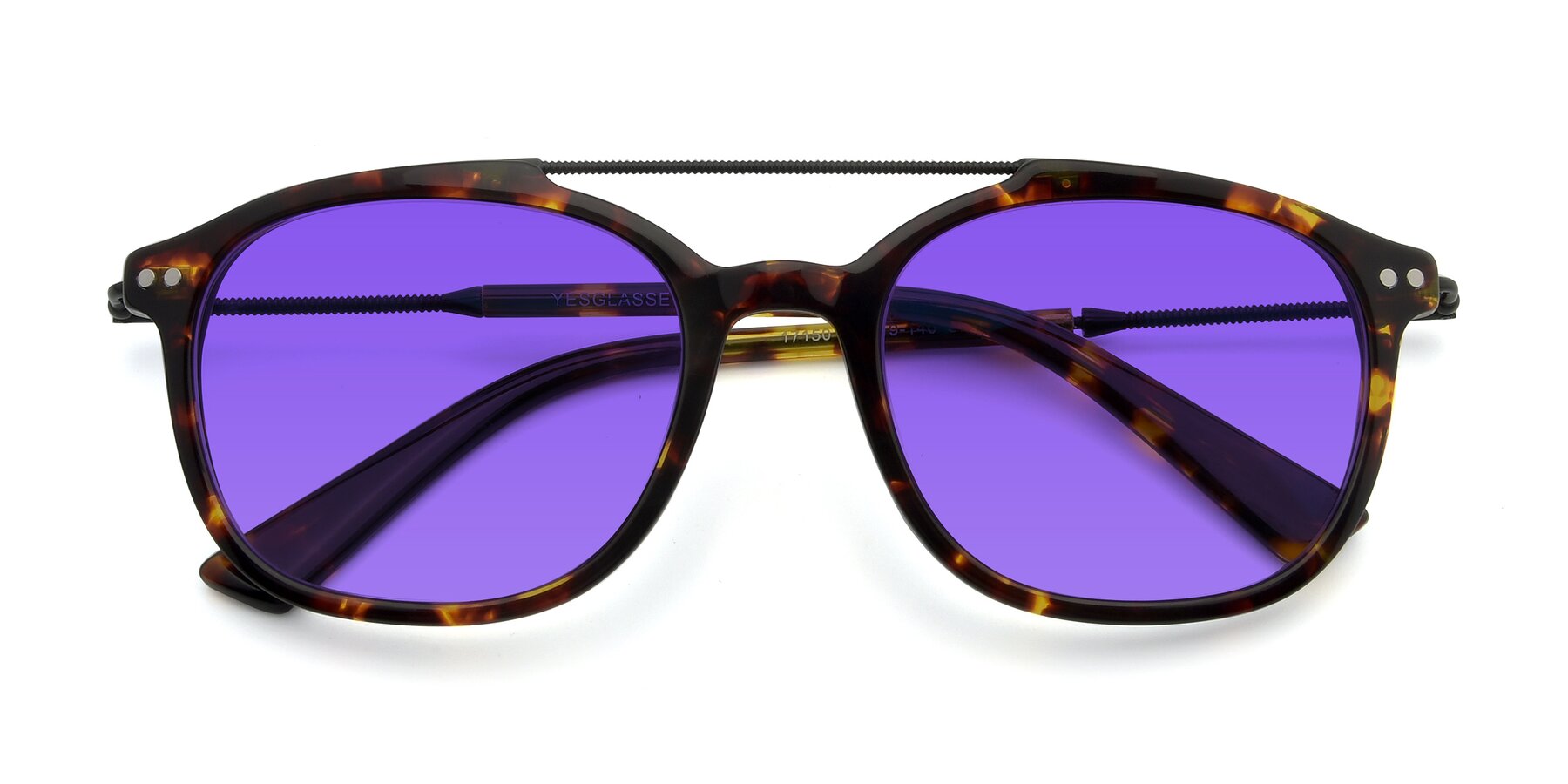 Folded Front of 17150 in Tortoise Brown with Purple Tinted Lenses