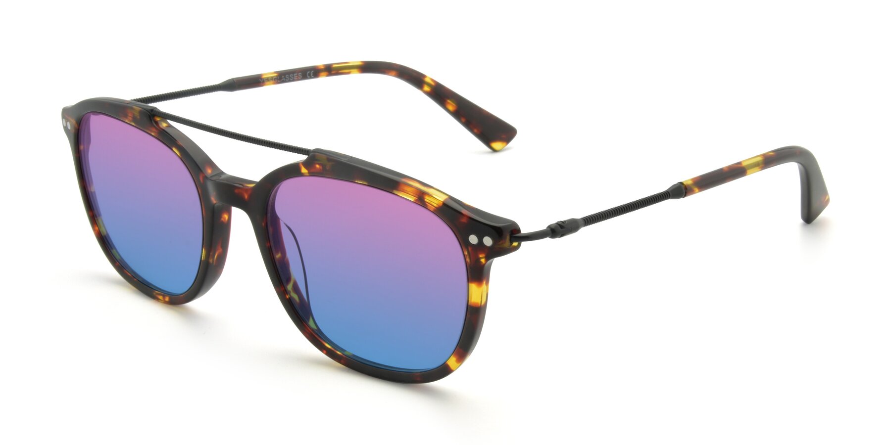 Angle of 17150 in Tortoise Brown with Pink / Blue Gradient Lenses