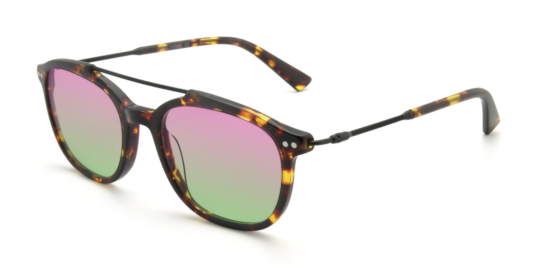 Angle of 17150 in Tortoise Brown with Pink / Green Gradient Lenses