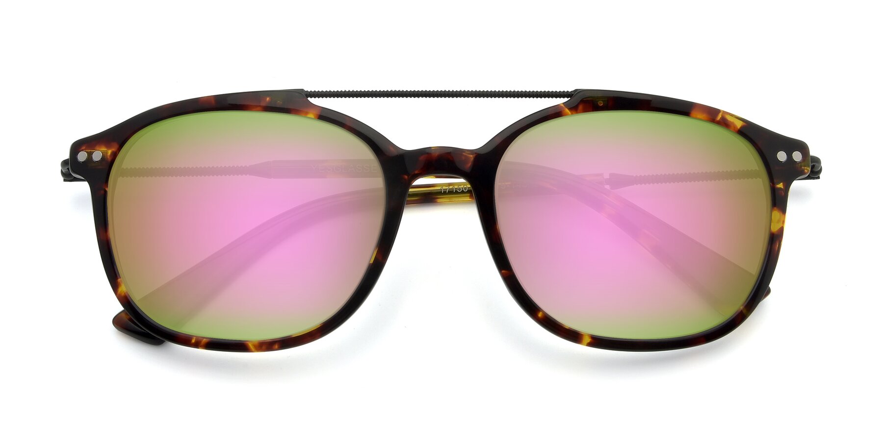 Folded Front of 17150 in Tortoise Brown with Pink Mirrored Lenses