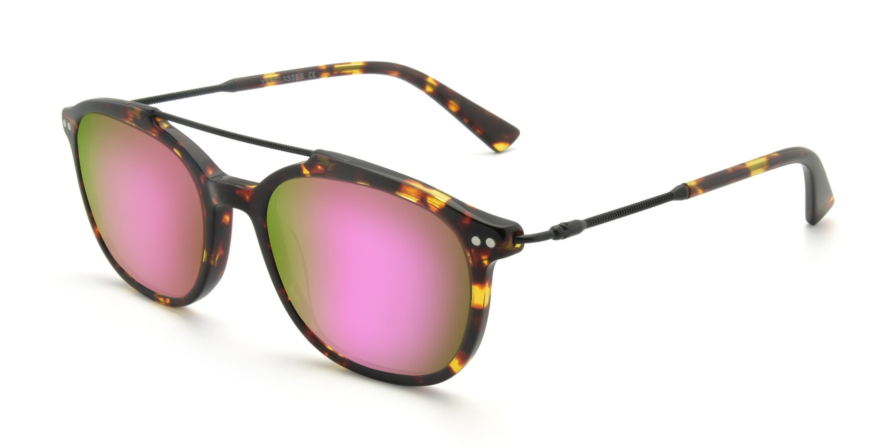 Angle of 17150 in Tortoise Brown with Pink Mirrored Lenses